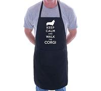 Print4U Keep Calm & Walk The Corgi Apron Cooking Novelty BBQ Gag Gift Present For Dog Lover Ladies Mens Black