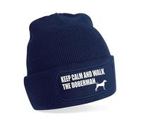 Print4U Keep Calm Walk The Doberman Beanie Hat Dog Lovers Gift for Men & Ladies Blue