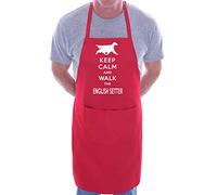 Print4U Keep Calm & Walk The English Setter Apron Cooking Novelty BBQ Gag Gift Present For Dog Lover Ladies Mens Red