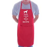 Print4U Keep Calm & Walk The Irish Setter Apron Cooking Novelty BBQ Gag Gift Present For Dog Lover Ladies Mens Red
