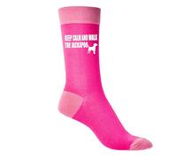 Print4U Keep Calm & Walk The Jackapoo Ladies Pink Novelty Socks Dog Lover Gift