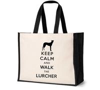 Print4U Keep Calm & Walk The Lurcher Tote Bag Dog Lovers Ladies Canvas Shopper Natural