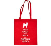 Print4U Keep Calm & Walk The Siberian Husky Dog Lover Gift Gym Bag Shopping Tote Bag Red