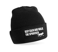 Print4U Keep Calm Walk The Sprocker Beanie Hat Dog Lovers Gift for Men & Ladies Black