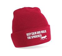 Print4U Keep Calm Walk The Sprocker Beanie Hat Dog Lovers Gift for Men & Ladies Red
