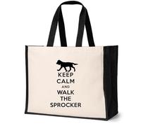 Print4U Keep Calm Walk The Sprocker Tote Bag Dog Lovers Ladies Canvas Shopper Natural