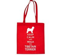 Print4U Keep Calm & Walk The Tibetan Terrier Dog Lover Gift Gym Bag Shopping Tote Bag Red