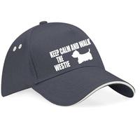 Print4U Keep Calm Walk The Westie Baseball Cap Dog Lovers Gift for Men & Ladies Grey