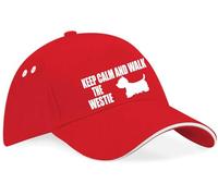 Print4U Keep Calm Walk The Westie Baseball Cap Dog Lovers Gift for Men & Ladies Red