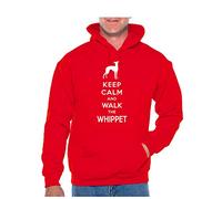 Print4U Keep Calm & Walk The Whippet Dog Lovers Slogan Hoodie Unisex Hoodie Medium Red