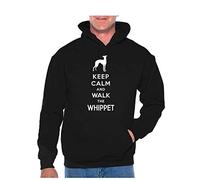 Print4U Keep Calm & Walk The Whippet Dog Lovers Slogan Hoodie Unisex Hoodie XX-Large Black