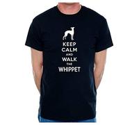 Print4U Keep Calm & Walk The Whippet Dog Lovers Slogan T-Shirt Men's Man's Tee Medium Black
