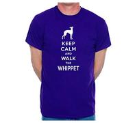 Print4U Keep Calm & Walk The Whippet Dog Lovers Slogan T-Shirt Men's Man's Tee XX-Large Purple