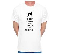 Print4U Keep Calm & Walk The Whippet Dog Lovers Slogan T-Shirt Men's Man's Tee XX-Large White