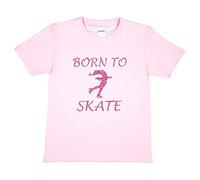 Print4U Kids T-Shirt Born to Ice Skate Age 9-11 Pink
