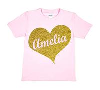 Print4U Kids T-Shirt Personalised Amelia Your Name Age 3-4 Pink