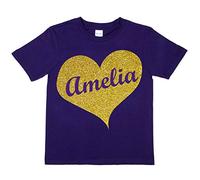 Print4U Kids T-Shirt Personalised Amelia Your Name Age 9-11 Purple