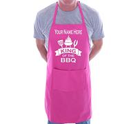 Print4U King Of BBQ Personalise This Apron Add Your Name Here BBQ Baking Cooking Pink