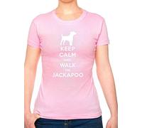 Print4U Ladies T Shirt Keep Calm & Walk The Jackapoo Dog Unisex Fit XXL Pink