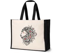 Print4U Lion Boho Tote Bag Mandala Birthday Ladies Canvas Shopper Natural