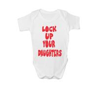 Print4U Lock Up Your Daughters ~ Funny Babygrow~Babies Gift Boy Vest Babies Clothing 3-6 white