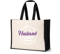 Print4U Looking At My Husband Canvas Tote Bag Gift Birthday Present Natural