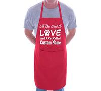 Print4U Love And Cat Custom Name Customised Chef Apron BBQ Red