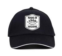 Print4U Made in 1966 60th Birthday Baseball Cap 60 Year Old Gift Men & Ladies Black