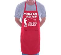 Print4U Master Baiter Fishing BBQ Cooking Funny Novelty Apron Red