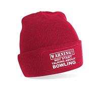 Print4U May Talk About Bowling Beanie Crown Green Gift for Men & Ladies Birthday Red