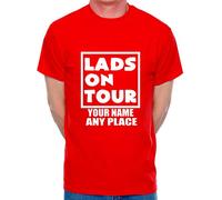 Print4U Mens Customised T-Shirt Lads On Tour Your Name Place Medium Red
