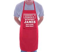 Print4U Mens Personalised Apron James Name Of Your Choice Red