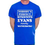 Print4U Mens Personalised T-Shirt Surname Evans Large Blue
