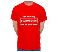 Print4U Mens T-Shirt Give Me A Gin & Tonic Large Red