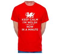 Print4U Mens T-Shirt Keep Calm I'm Welsh Wales Cymru XX-Large Red
