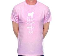 Print4U Mens T-Shirt Keep Calm & Walk The Jug Dog Small Pink