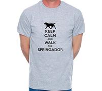 Print4U Mens T-Shirt Keep Calm & Walk The Springador Dog Medium Grey Black Text
