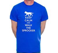 Print4U Mens T-Shirt Keep Calm & Walk The Sprocker Dog X-Large Blue
