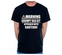 Print4U Mens T-Shirt Warning Grumpy Old Git Approaching X-Large Black