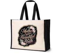 Print4U Mother of The Beautiful Bride Canvas Tote Bag Wedding Gift For Mom's Natural