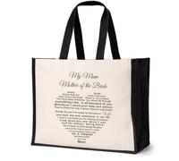 Print4U Mother of The Bride Large Canvas Tote Bag Wedding Gift For Mom's Natural