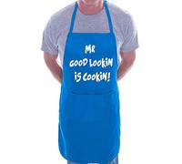 Print4U Mr Good Lookin Is Cookin Novelty Cooking Funny Unisex Apron Blue