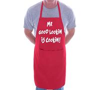 Print4U Mr Good Lookin Is Cookin Novelty Cooking Funny Unisex Apron Red
