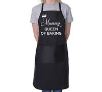Print4U Mummy Queen of Baking Mother's Day Novelty Bakers Ladies Apron Black