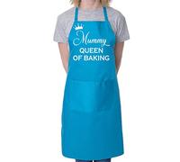 Print4U Mummy Queen of Baking Mother's Day Novelty Bakers Ladies Apron Blue