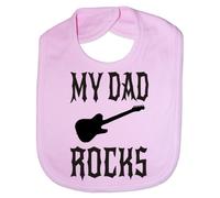 Print4U My Dad Rocks - Funny Baby/Toddler/Newborn Bib - Baby Gift pink