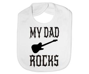 Print4U My Dad Rocks - Funny Baby/Toddler/Newborn Bib - Baby Gift white