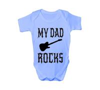 Print4U My Dad Rocks White Babygrow Boy/Girl Vest Babies 0-3 Blue