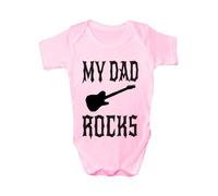 Print4U My Dad Rocks White Babygrow Boy/Girl Vest Babies 0-3 Pink