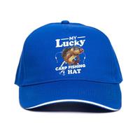 Print4U My Lucky Carp Fishing Baseball Cap Anglers Gift Father's Day Birthday Blue